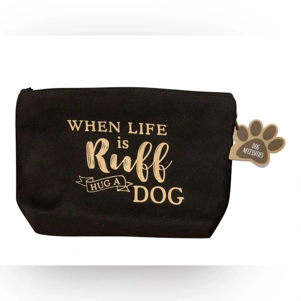 New Dog travel Kit Black and Gold Dog-Themed Pouch